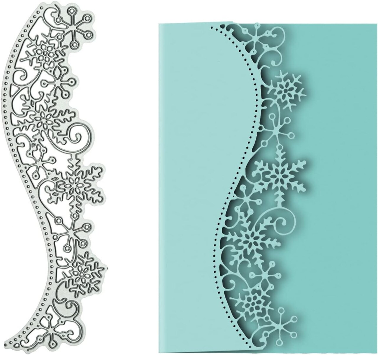 Snowflake Lace Border Metal Cutting Dies Set – Christmas Flower Die Cuts for Card Making, Scrapbooking, Paper Crafting, DIY Embossing & Stencil Templates for Holiday Decorations